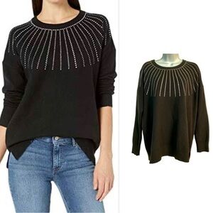 Calvin Klein Black Sweater Size Medium Rhinestone Beaded